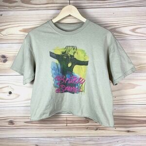 Britney Spears Top Womens Medium Tan Graphic Cropped Tee Y2K‎ 90s Pop